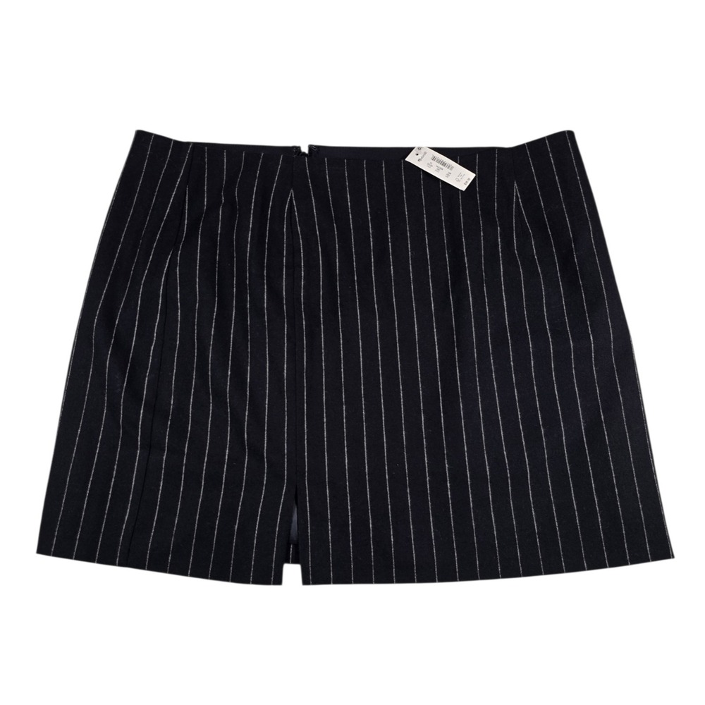 Madewell Wool-Blend Pin Stripe Black Italian Fabric Mini Skirt Women's Sz 10 NWT